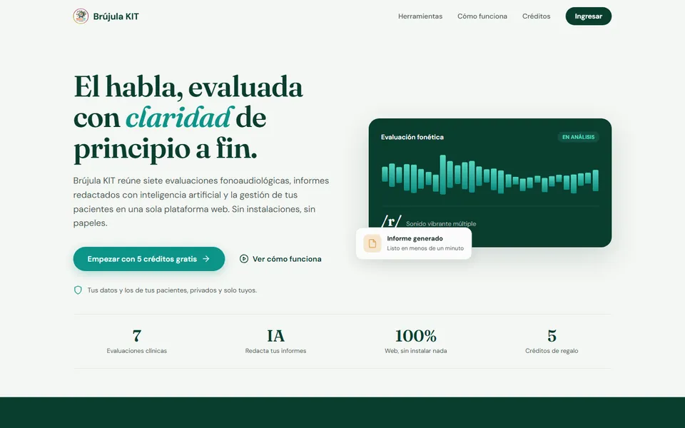 Plataforma Brújula KIT de evaluación fonoaudiológica